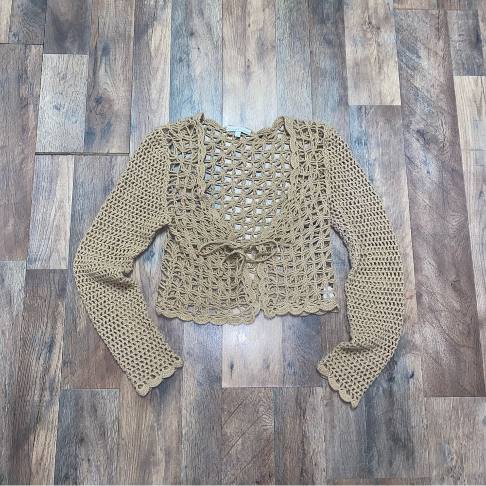 Handmade Beige Crochet Cardigan size small
